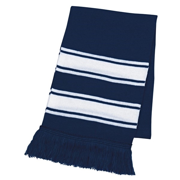 Two-Tone Knit Scarf with Fringe 6