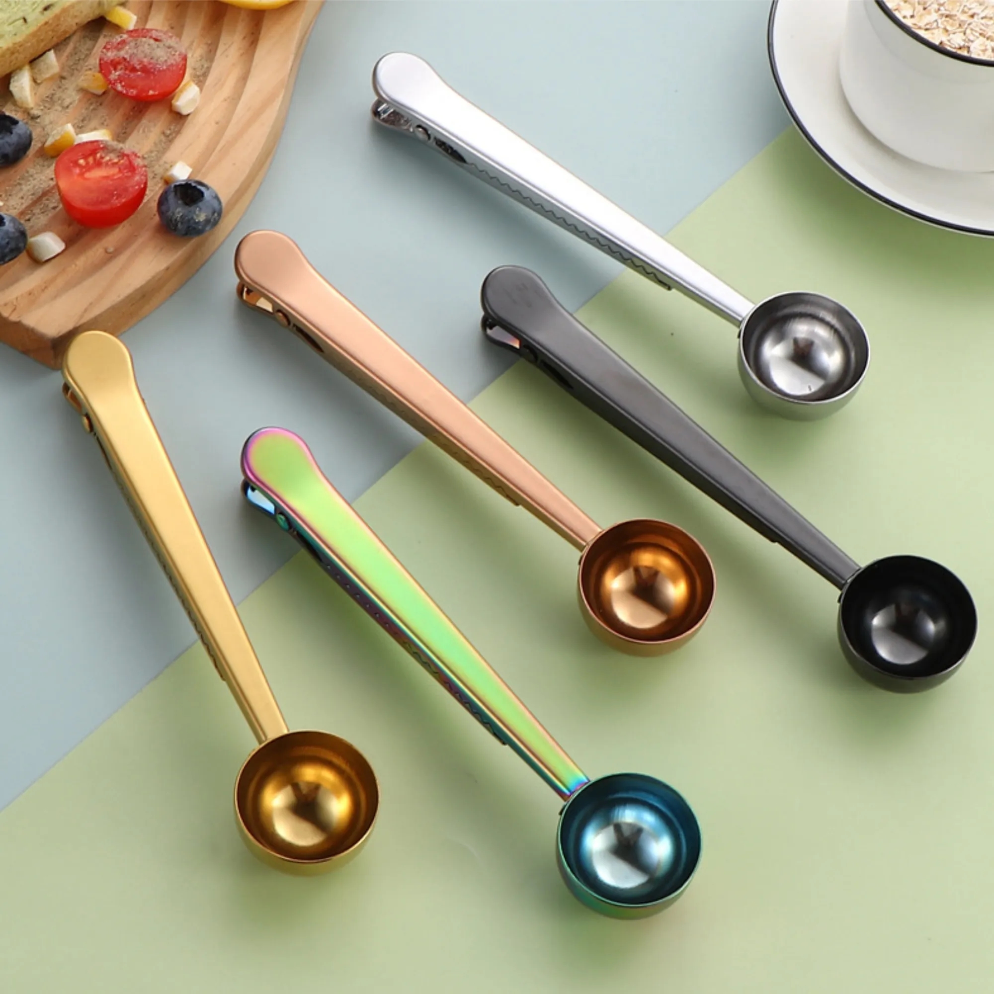 Stainless Steel Sealing Clamp Coffee Spoon With Bag Clip 3