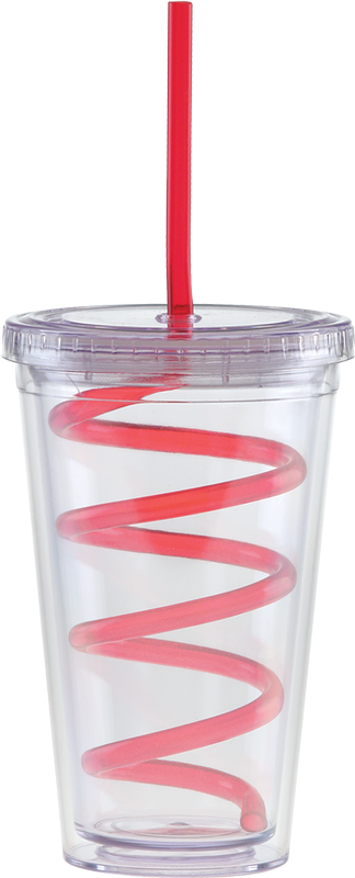 Carnival Cups-Color Curly Straw, Clear Lid 17