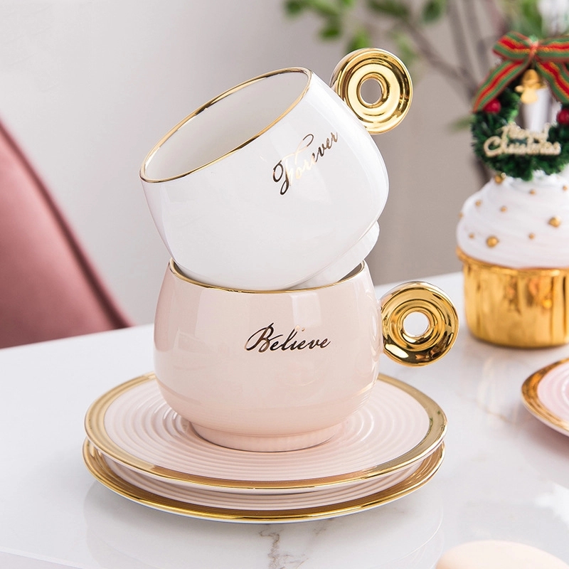 Custom 8 oz Ceramic Coffee Mug Saucer Set 3