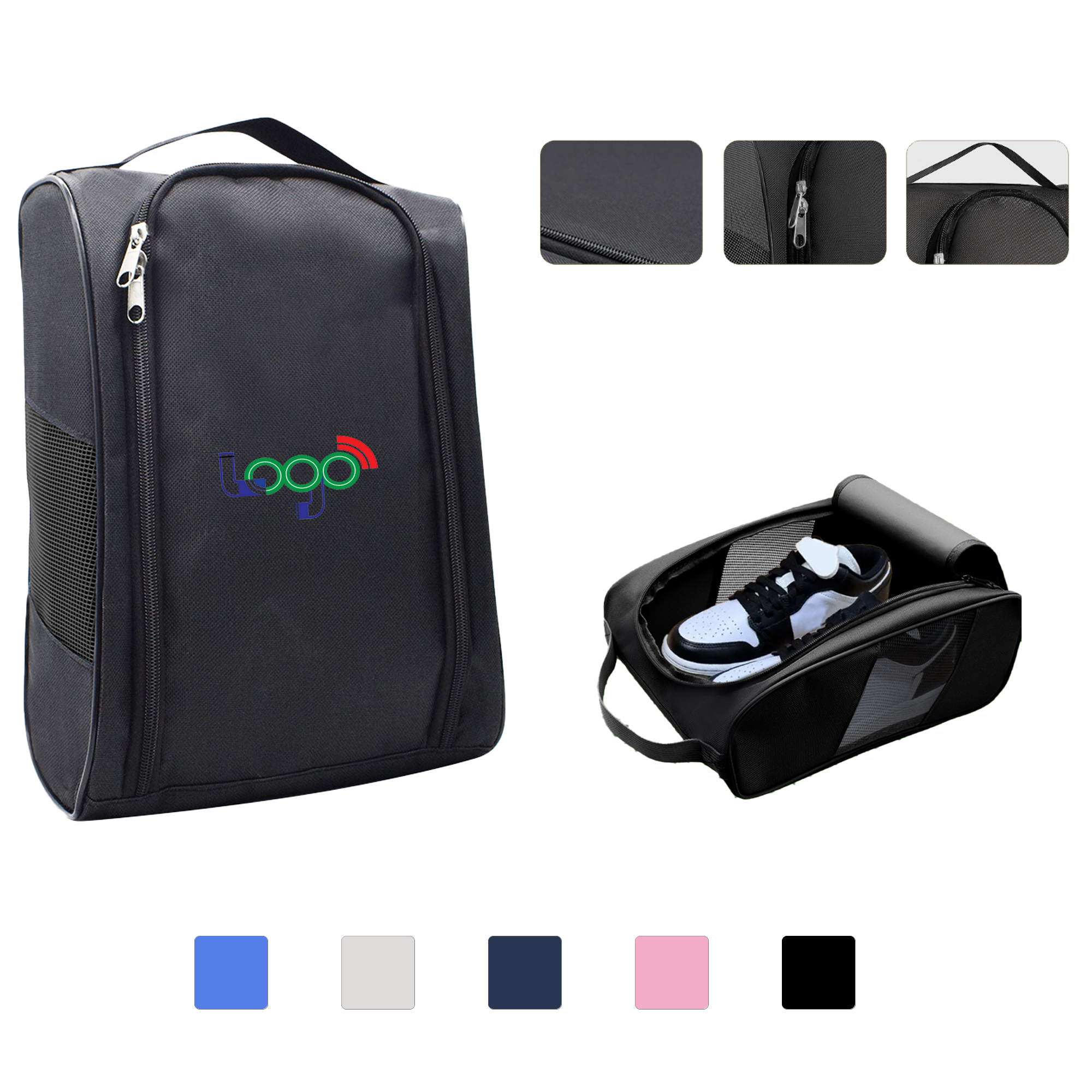 Breathable Golf Shoe Carry Bag With Zipper Closure 2