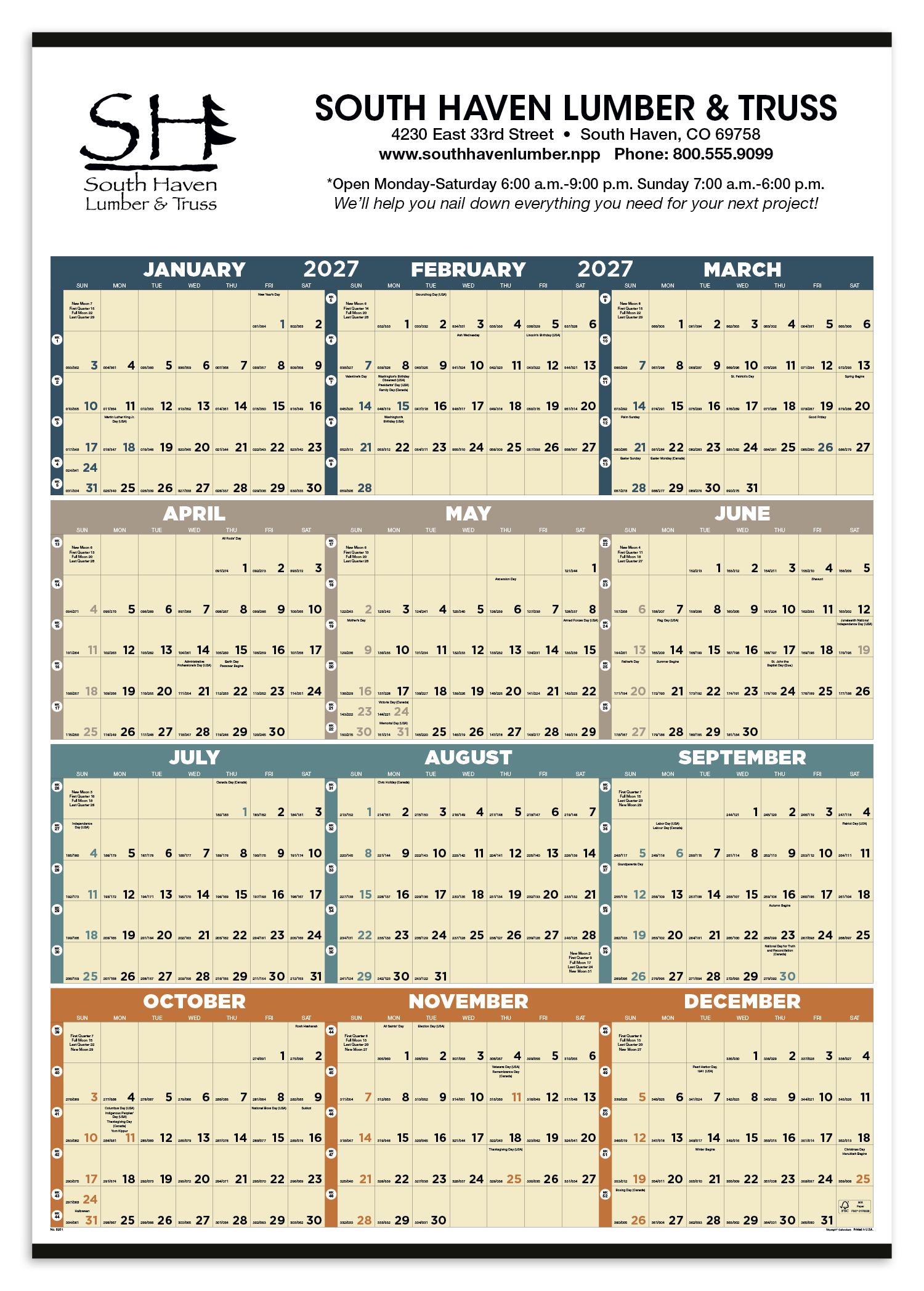Triumph® Calendars Time Management Span-A-Year (Non-Laminated) Calendar 2