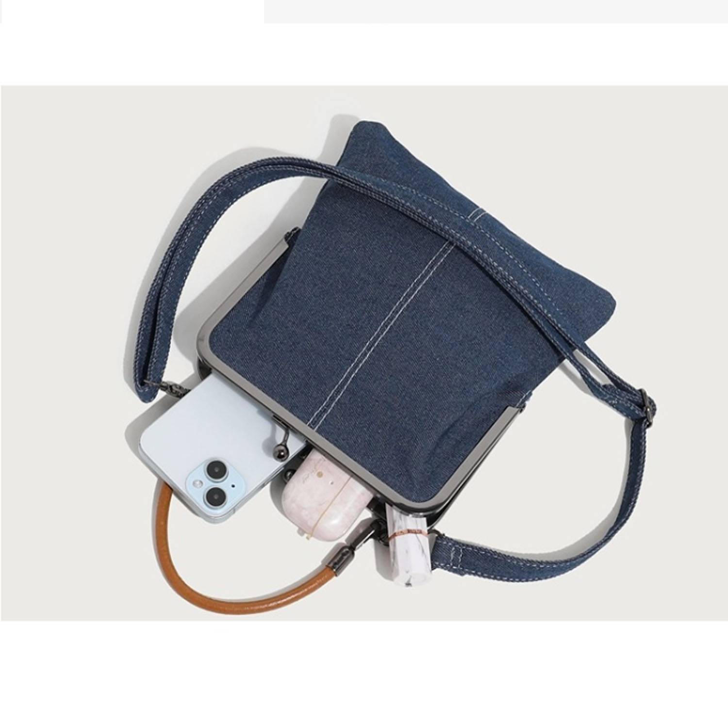 Denim single-shoulder crossbody bag 4