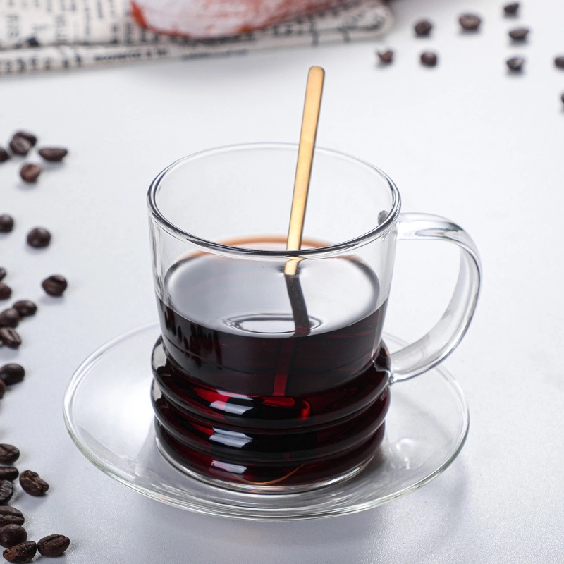 Custom 10 OZ. Glass Tea Cup Coffee Mug with Saucer Set 9