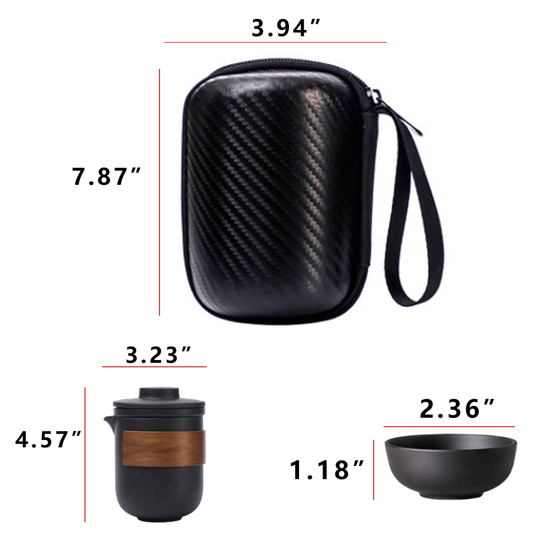 Black Pottery Travel Portable Tea Set 2