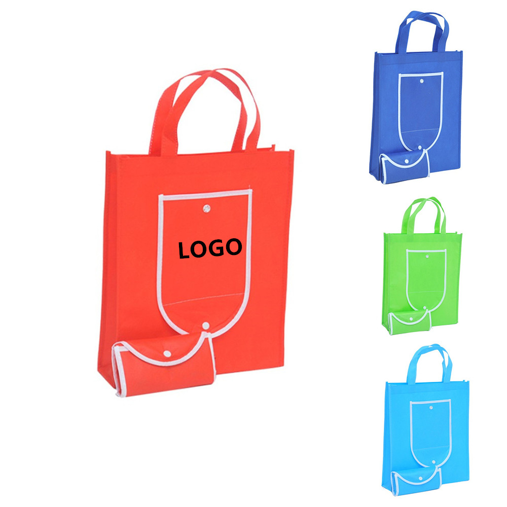 Foldable Non-woven Shopping Tote Bag with Snap Closure 2