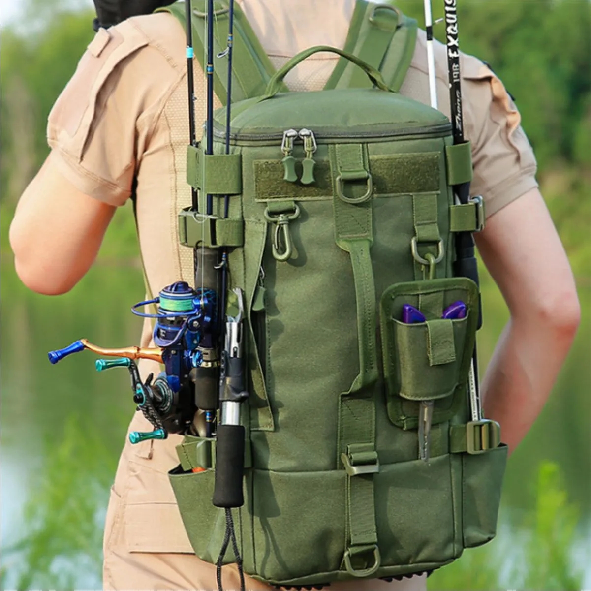 15L Tactical Fishing Backpack With Rod Holders 6