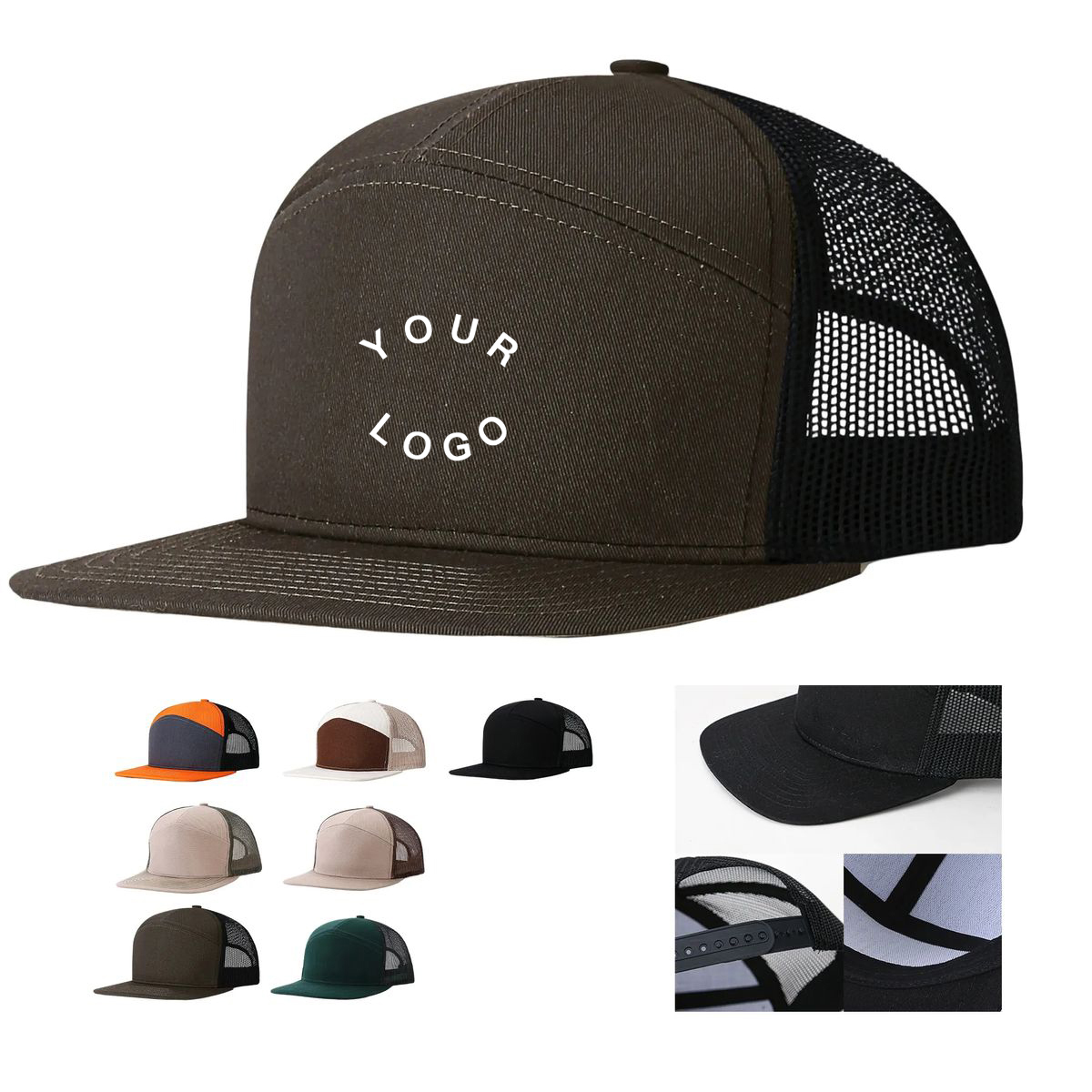 Embroidered Flat Visor Cap with Adjustable Strap 7