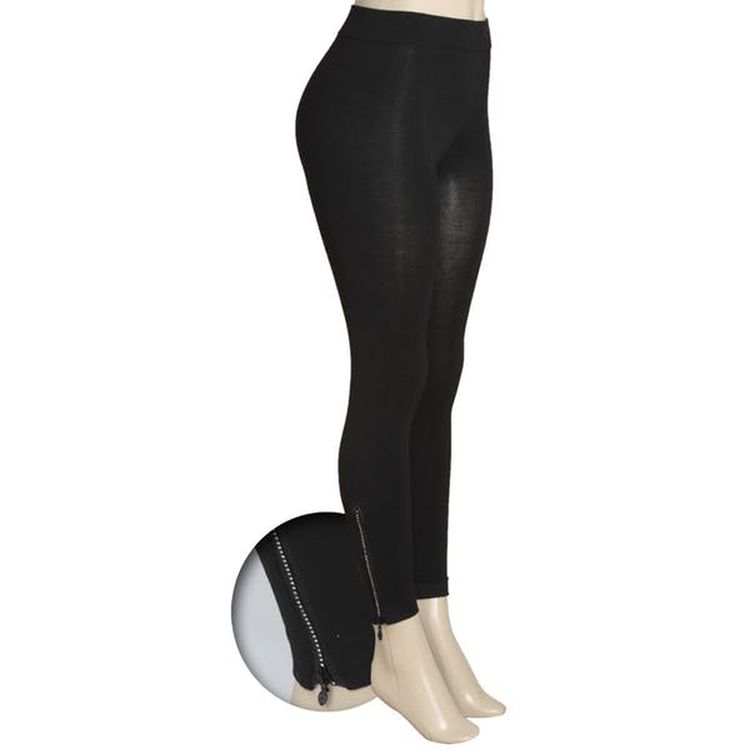 Women's Zipper Leggings - Black S/M - L/XL 2