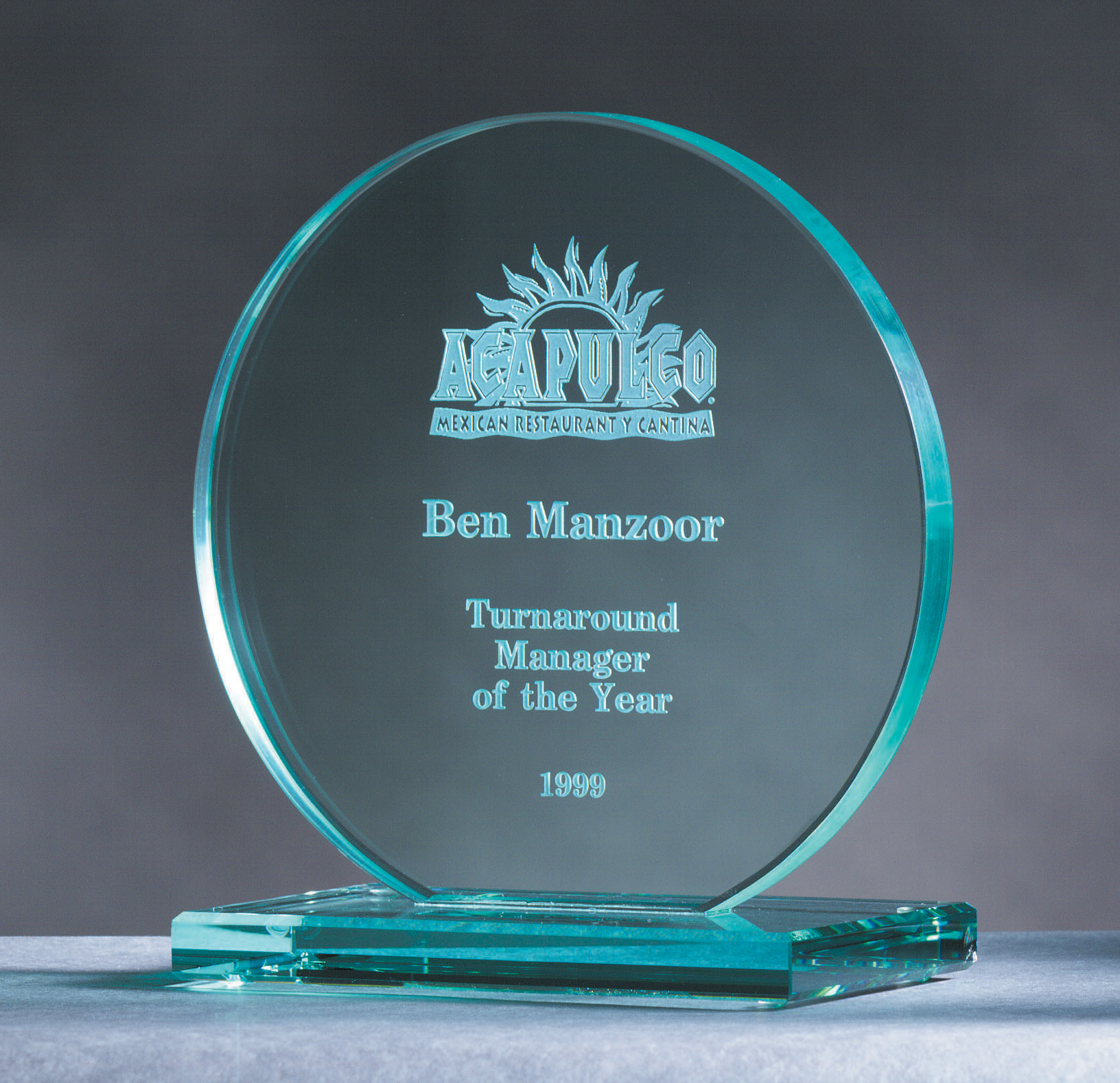4" Jade Glass Circle Award 2