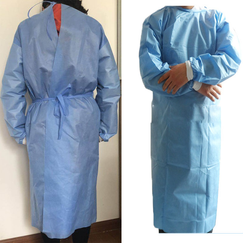 Disposable Isolation Gowns w/ Long Sleeve Knit Elastic Cuffs 4