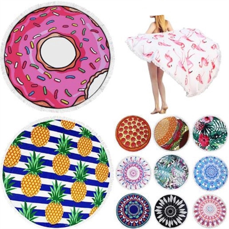 Custom Pattern Microfiber Round Beach Towel 2