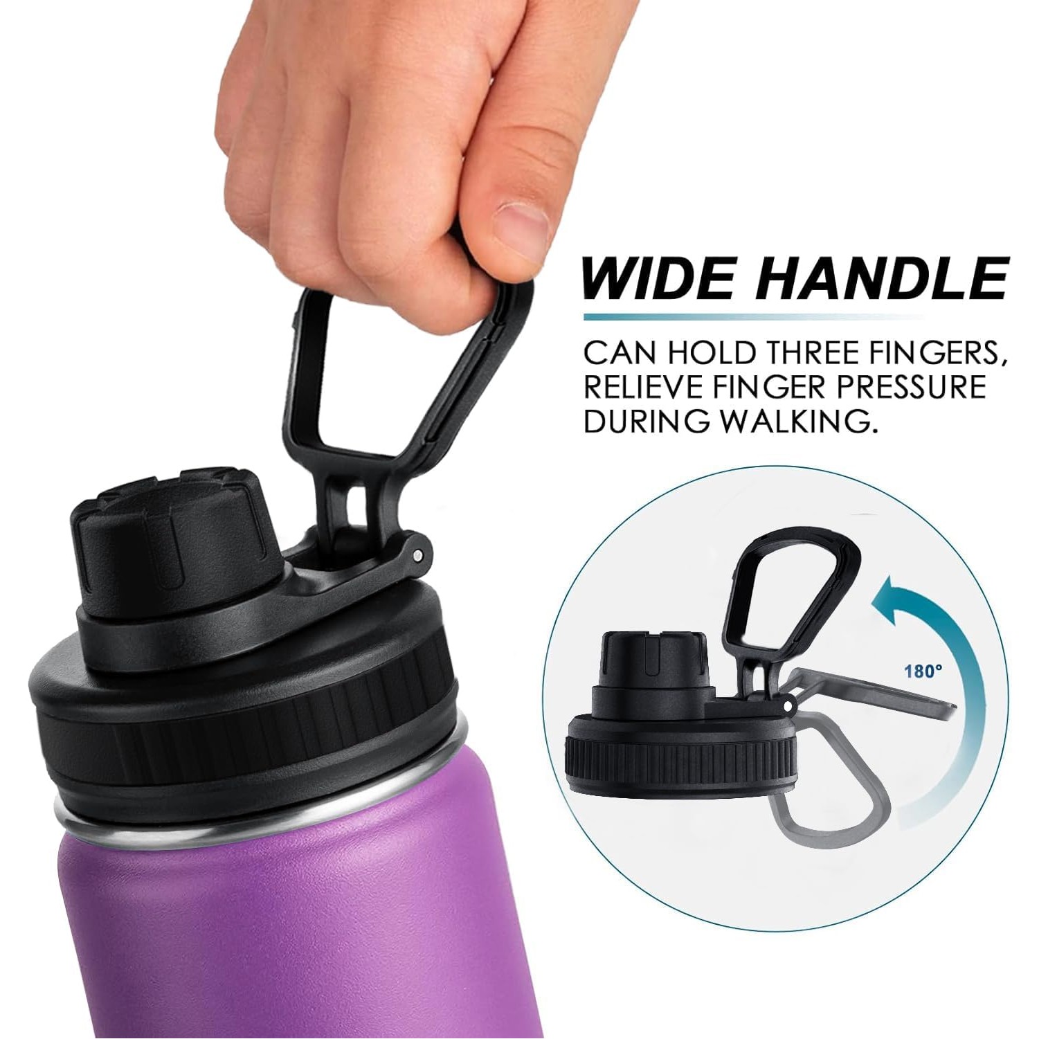 32oz Stainless Steel Double Wall Vacuum Wide Mouth Insulated Bottle w/ Spout Lid, Silicone boots, custom water bottle with logo imprint 3