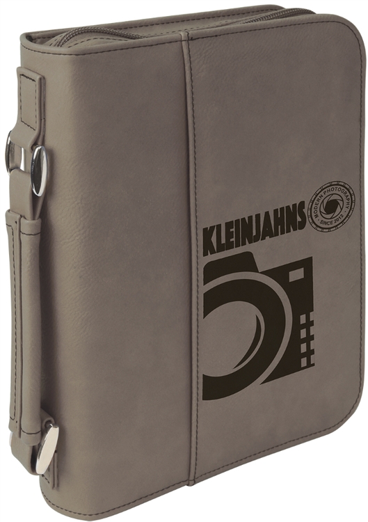 Custom Laser Engraved Gray Leatherette Book Cover 1