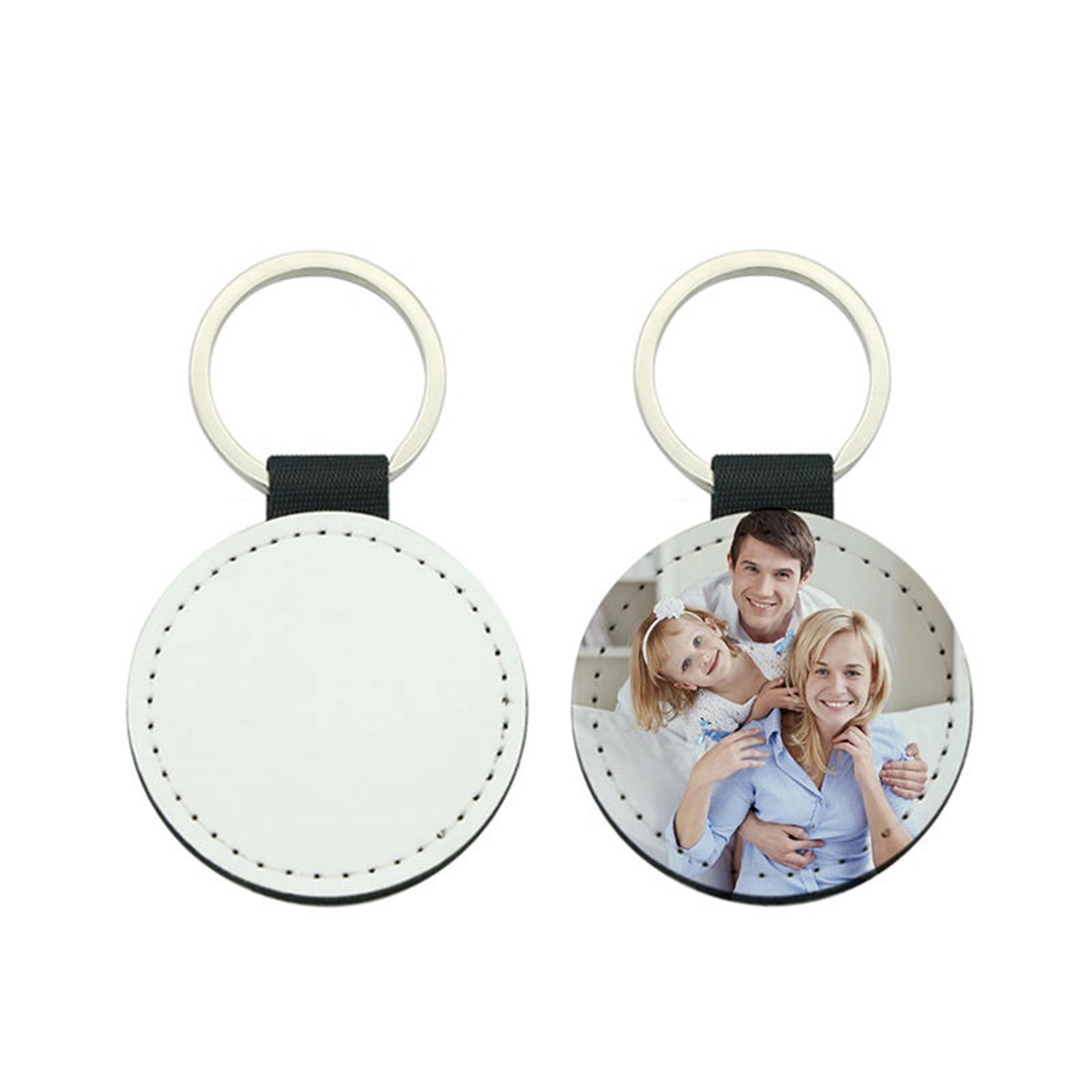Round PU Key Chain with Metal Ring 2
