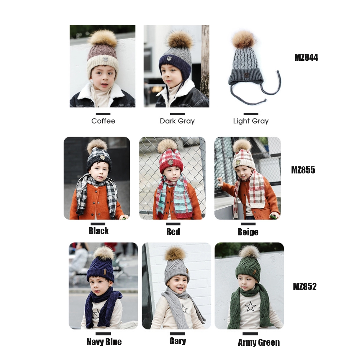 Winter Knitted Beanie Hat With Pom Fur For Boys 4