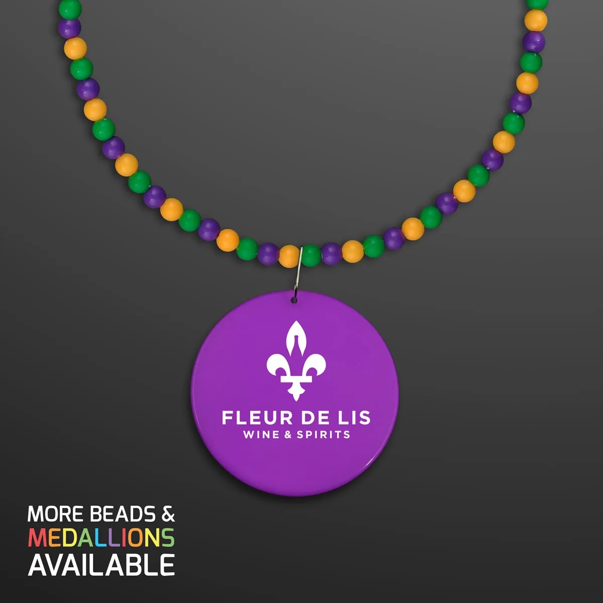 Breakaway Beads for Mardi Gras with Purple Medallion 2