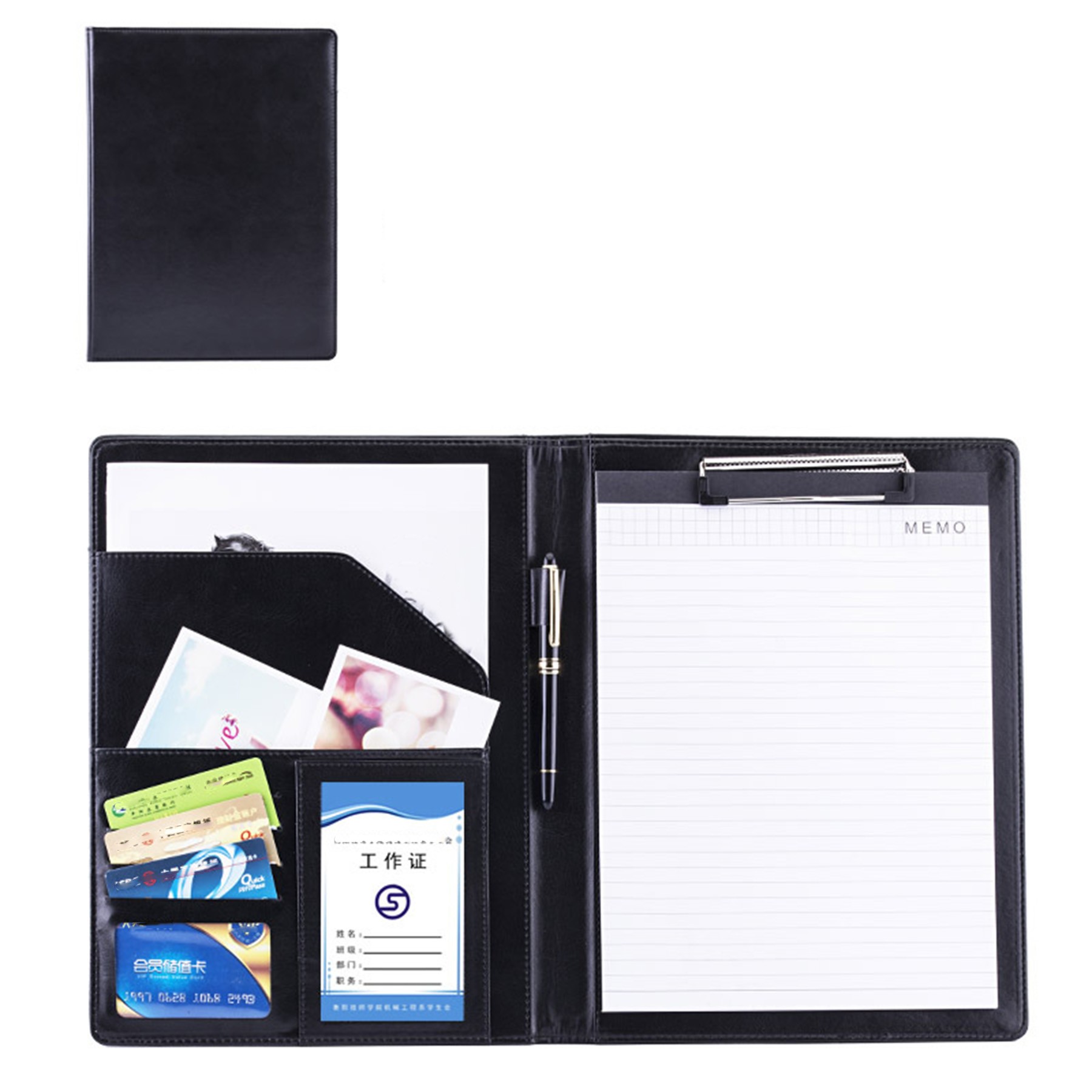 A4 Size Foldable Pu Cover Clipboard with Pen Holder 6