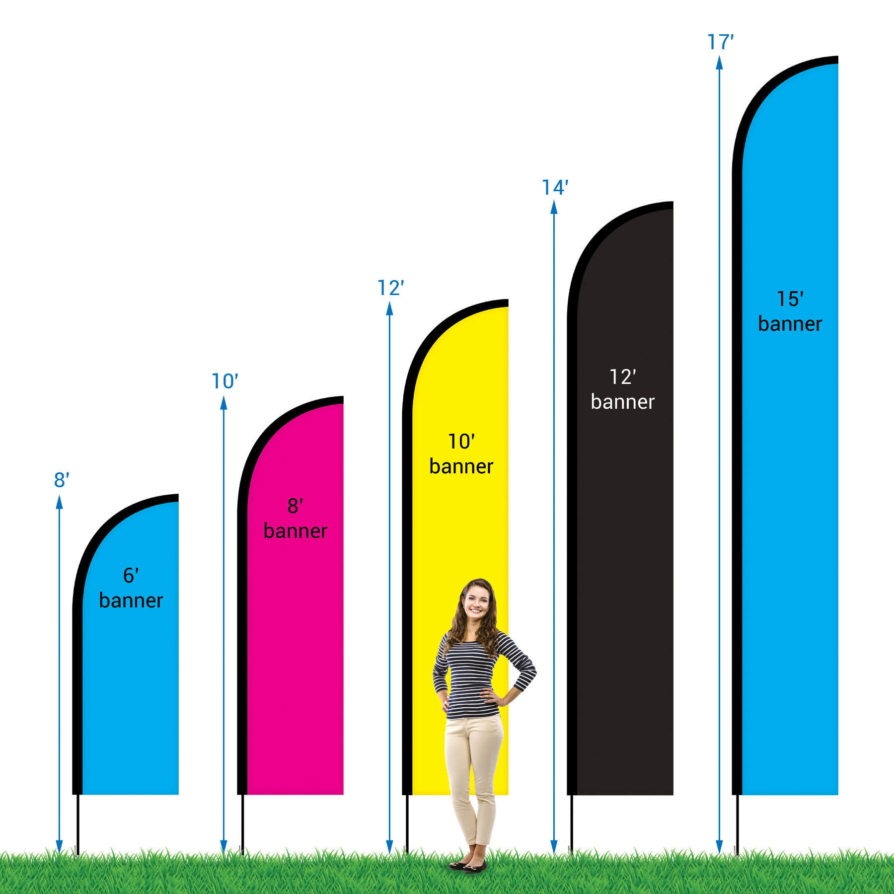 24 - Hour 8' Single Reverse Half Drop Banner with Hardware Set 11