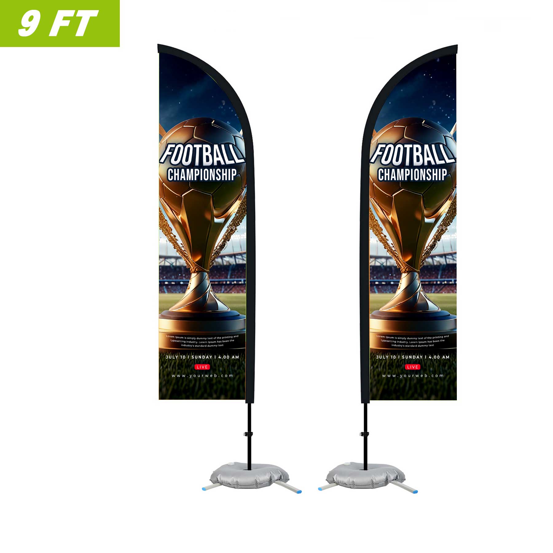 9' Feather Flag Kit-Double Sided With Cross Base&Water Bag 2