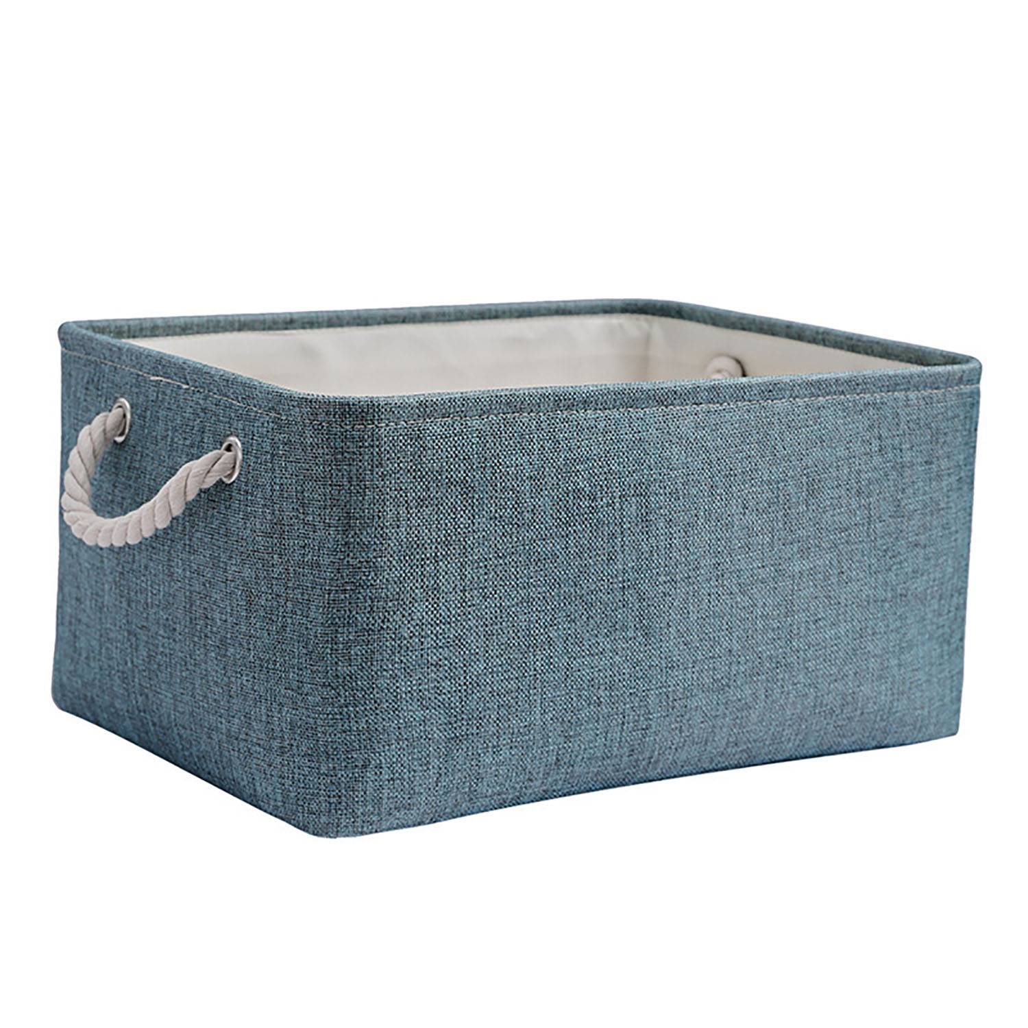 Durable Fabric Rectangular Storage Box with Rope Handles 10