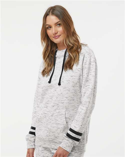 Women's Mélange Fleece Striped-Sleeve Hooded Sweatshirt - 8674 31