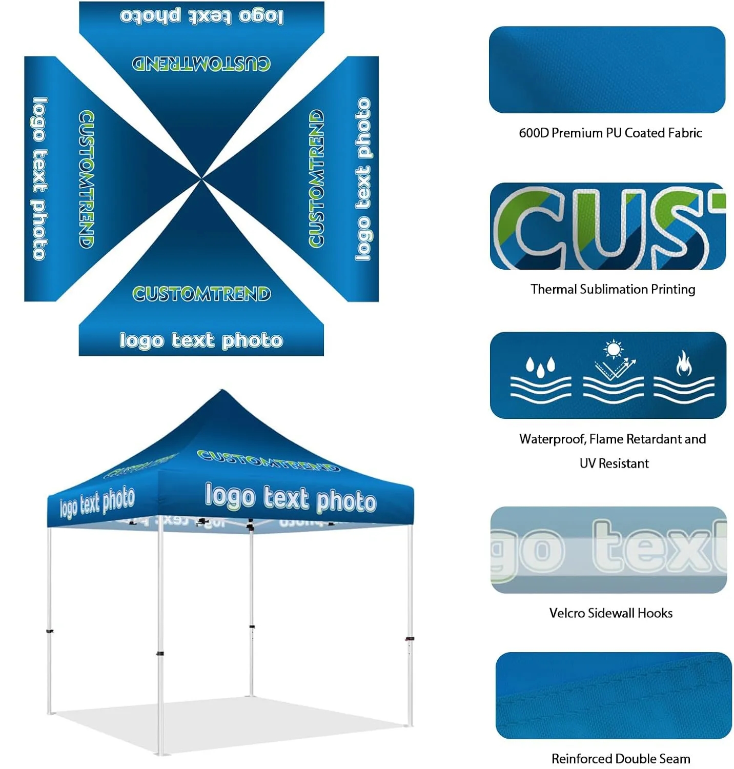 Custom Canopy Tent 10'x10'  w/ Feather Flag & 6ft TableCloth 4