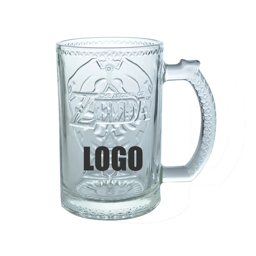 Custom 23 oz Embossed Beer Glass Mugs With Handle 2
