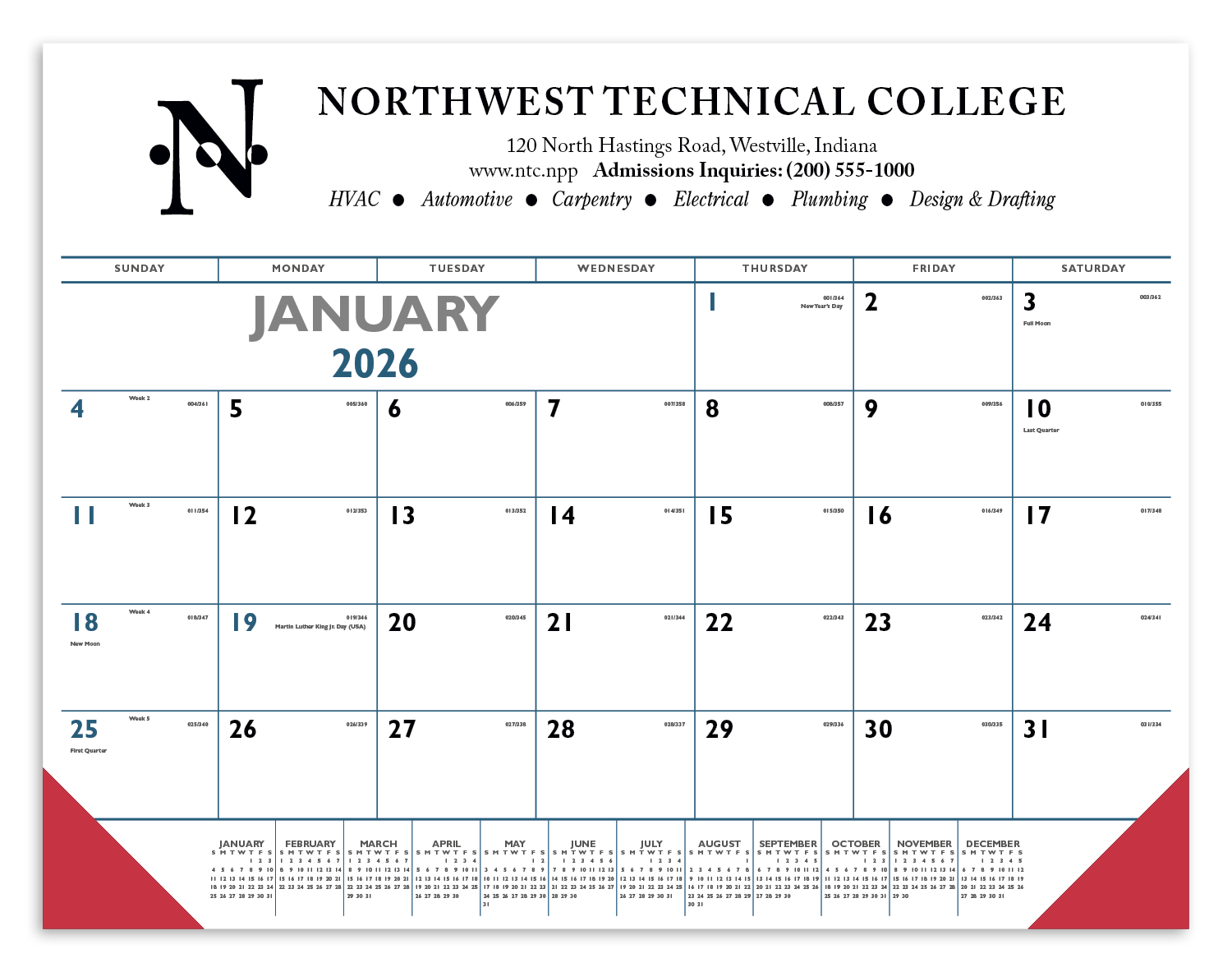 Triumph® Calendars Blue & Black Desk Pad with Vinyl Corners 23