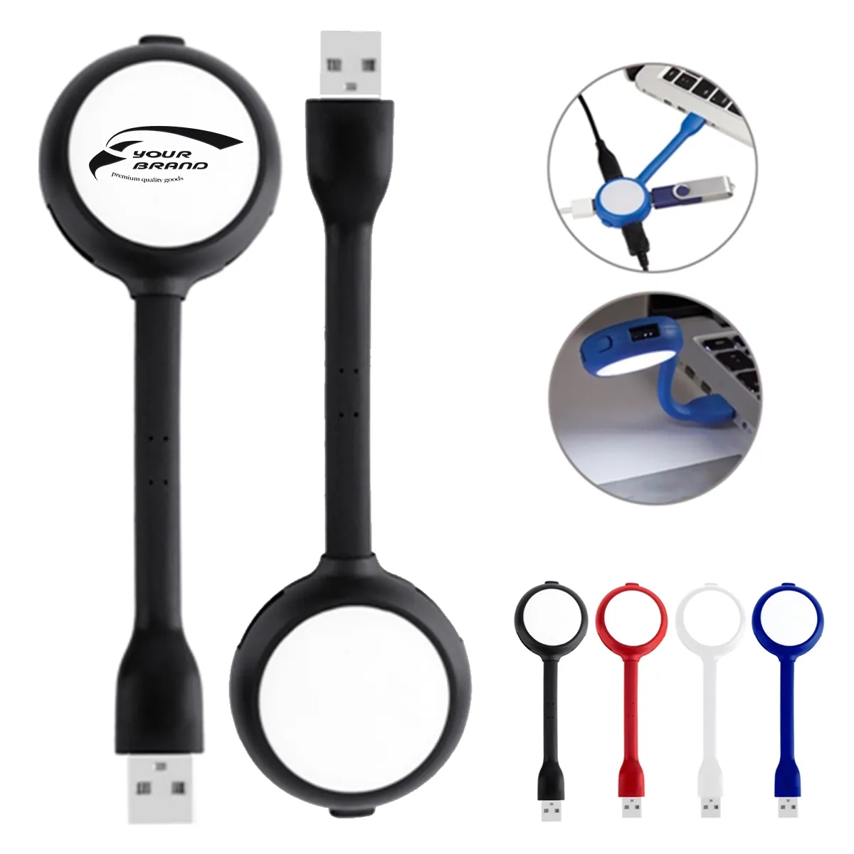 Mini Portable 4-Port USB Hub & Lightweight LED Light 4