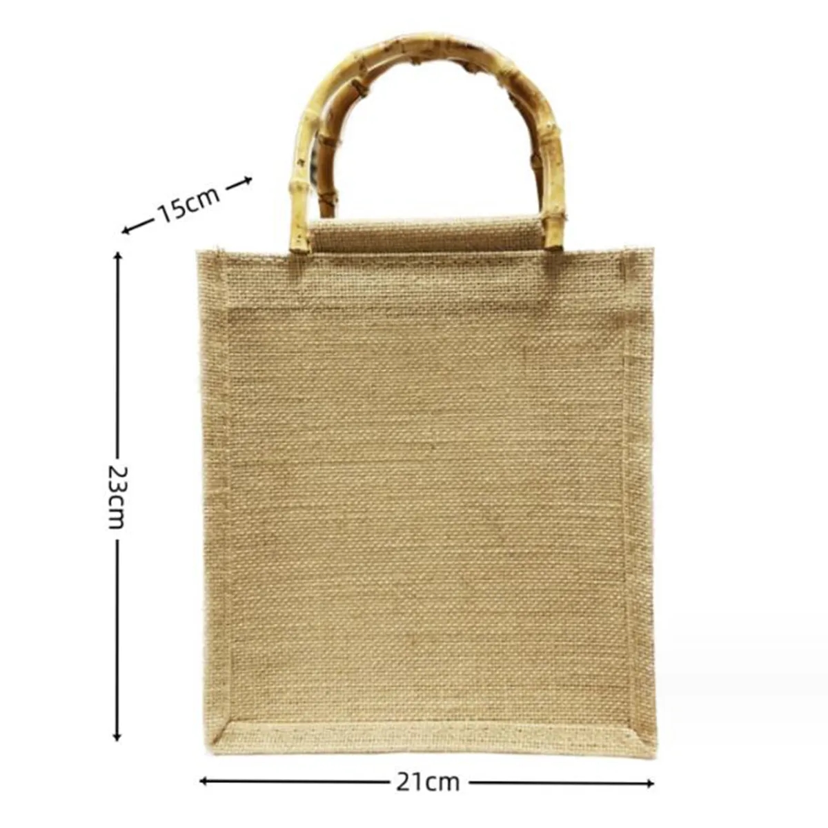 Reusable Jute Shopping Tote Bag with Bamboo Handles 2