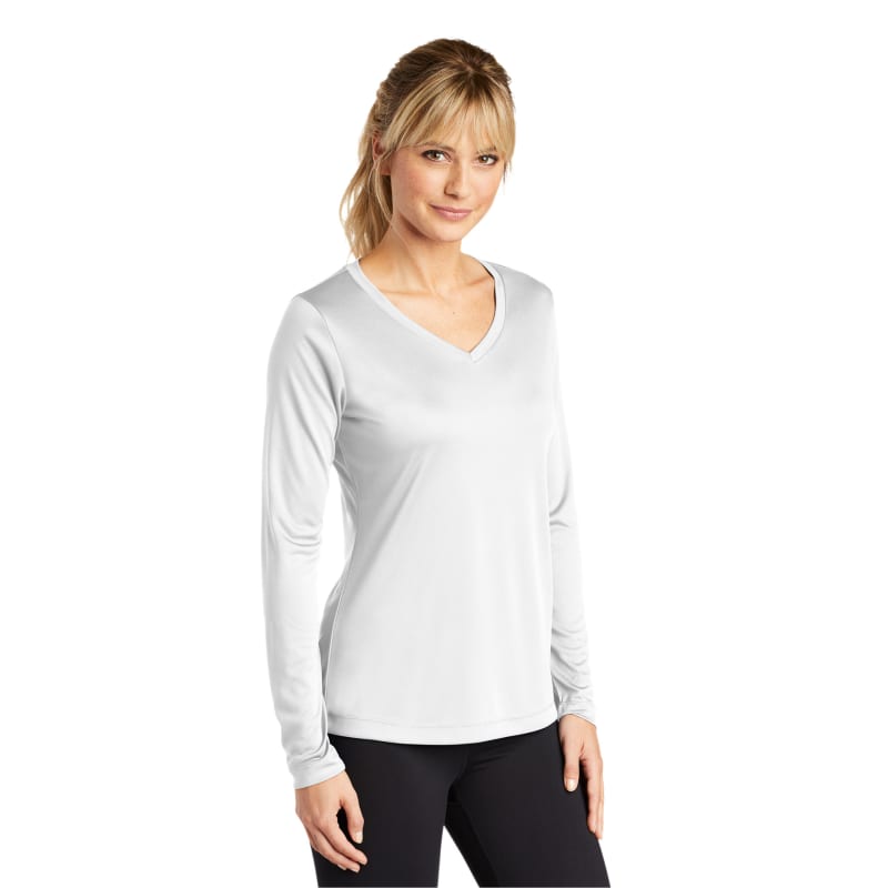 Sport-Tek Women's Long Sleeve PosiCharge Competitor V-Neck Tee. 41
