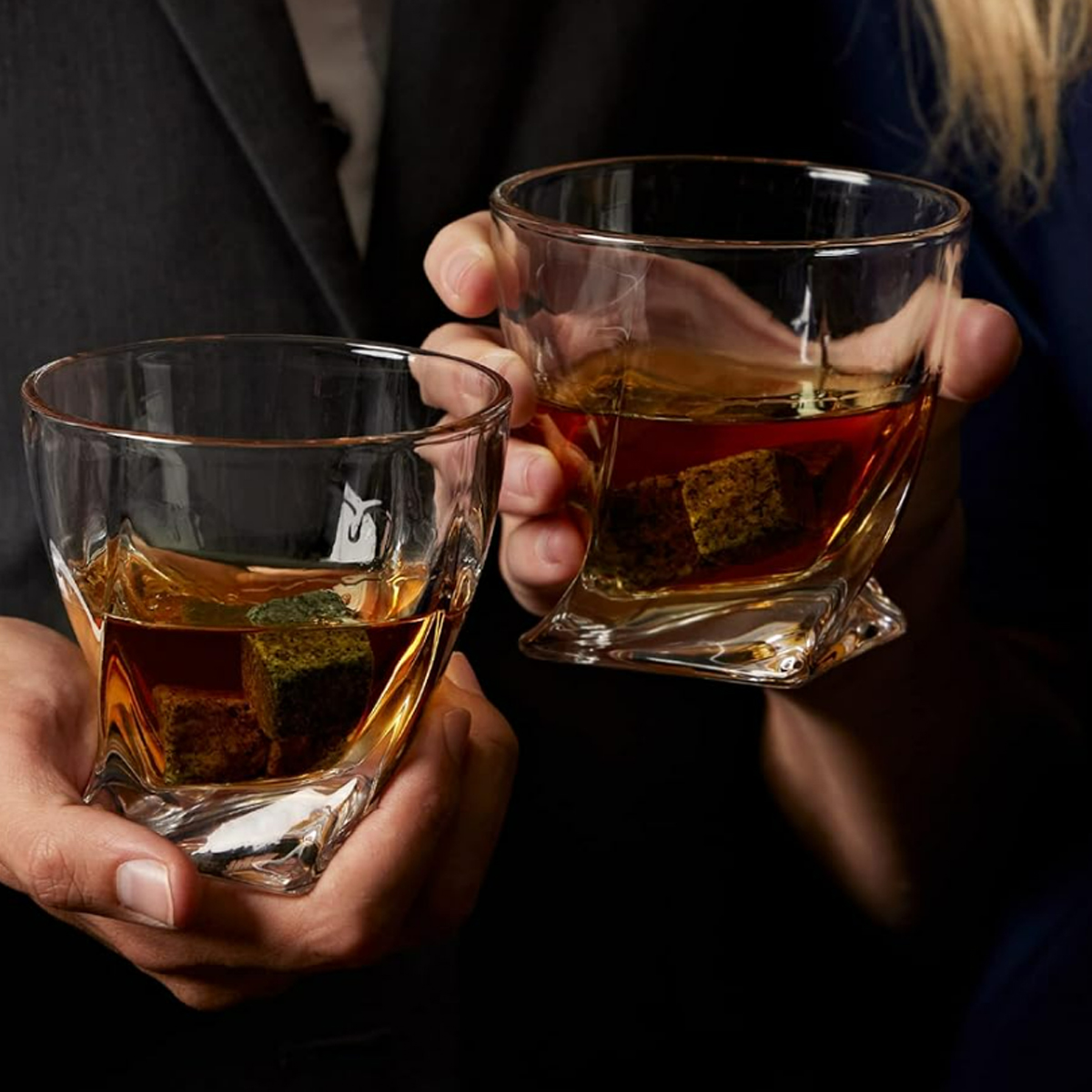Whiskey Chilling Stones Gift Set W/ Wooden Tray and Gift Box 1