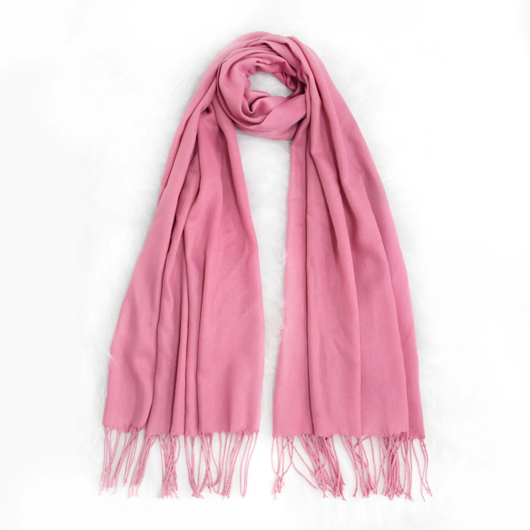 Soft Solid Shawl Wrap Scarf With Fringes MOQ 30PCS 17