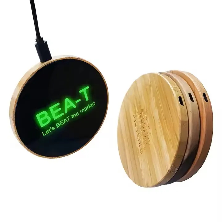 Light Up Bamboo Wireless Charger 7