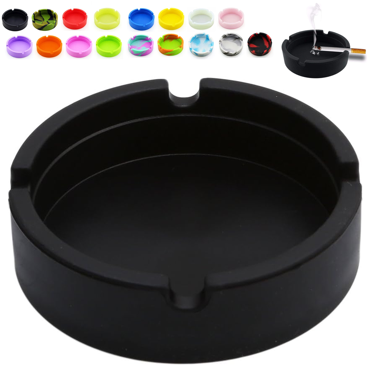Durable Silicone Round Ashtray for Indoor & Outdoor Use 5