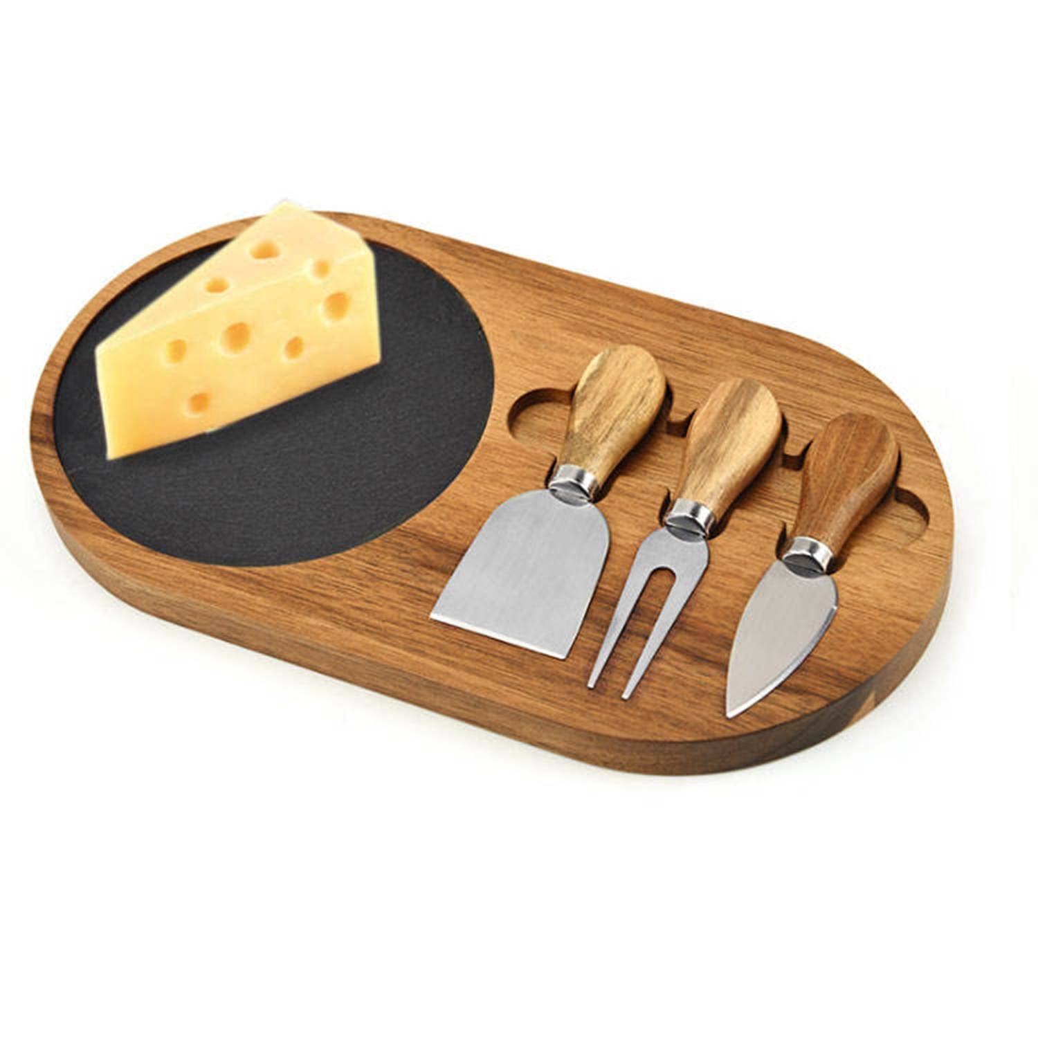 4 Piece Oval Slate Cheese Board Charcuterie Set 7
