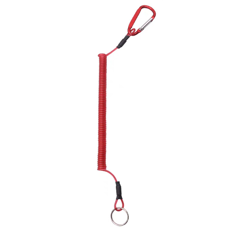 Retractable Safety Coiled Lanyard with Aluminium Alloy Carabiner Clip 3