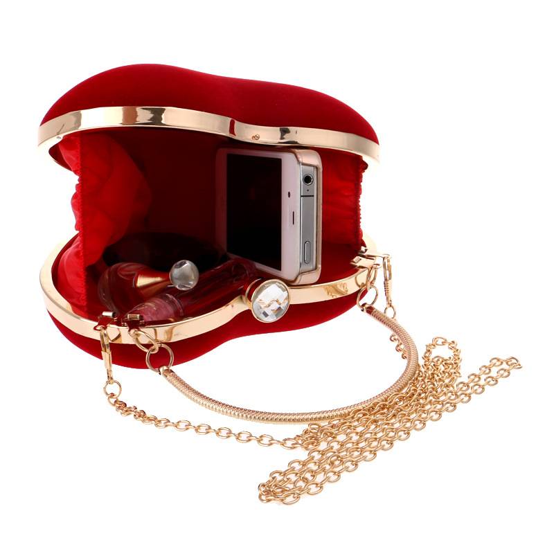 Red velvet heart-shaped chain crossbody shoulder bag handbag 6