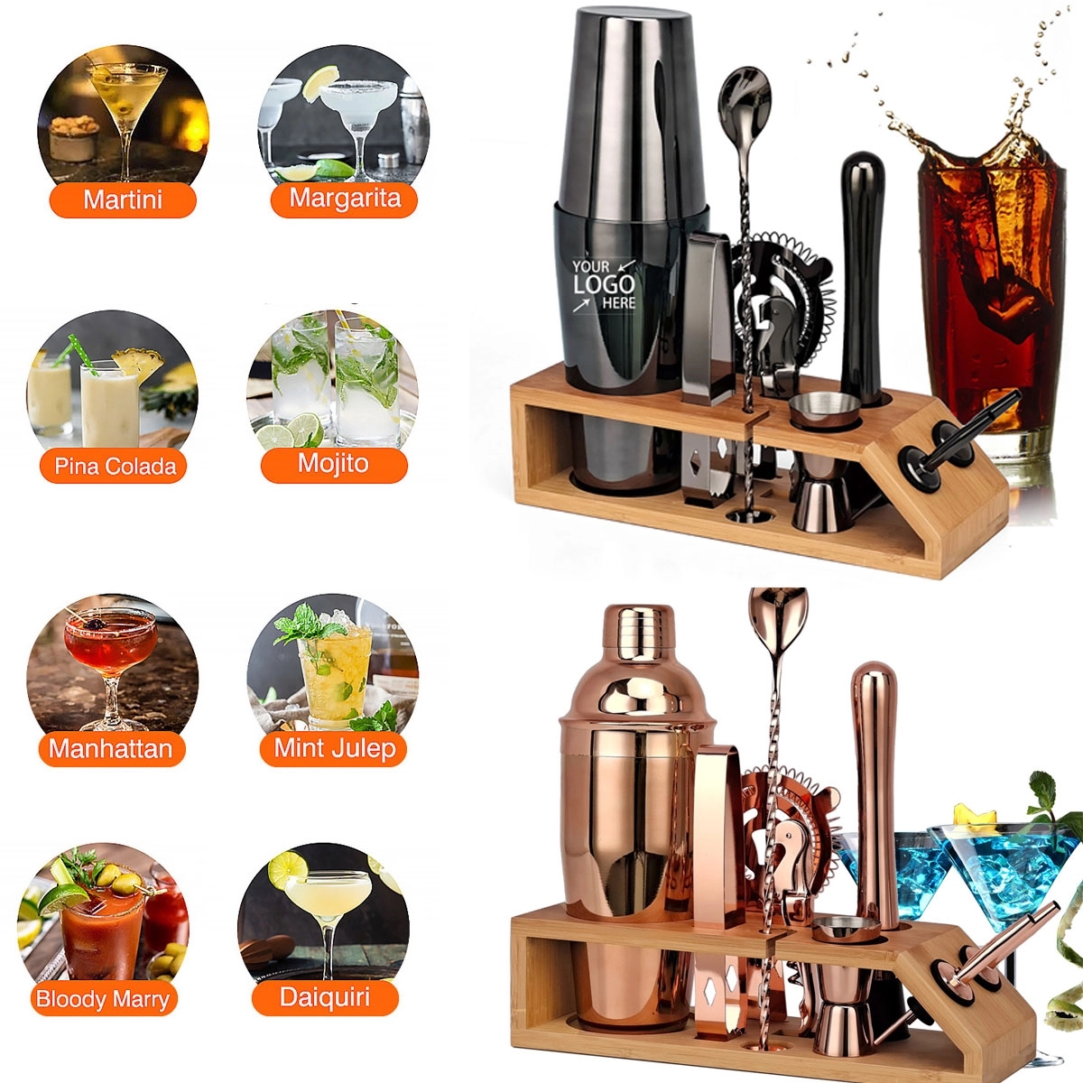 10Pcs Cocktail Shaker Set 6