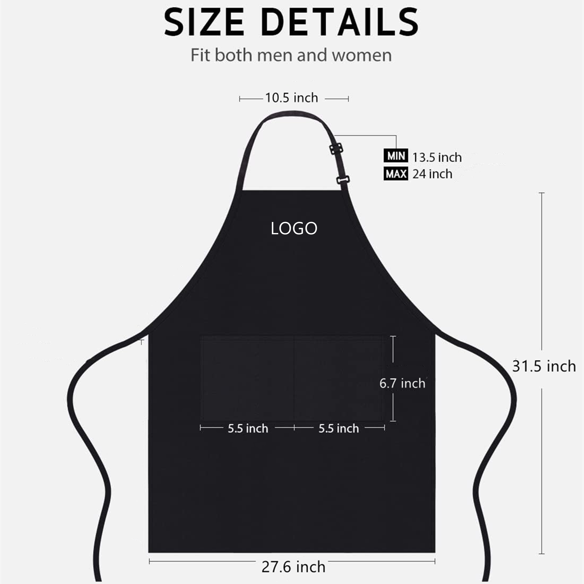 Waterdrop Resistant Adjustable Bib Apron With 2 Pockets 2