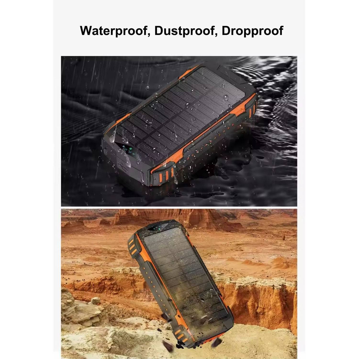 10000mAh Wireless Solar Power Bank W/ Flashlight 1