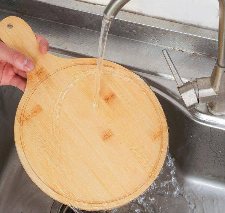 Round Wooden Pizza Paddle Tray 5