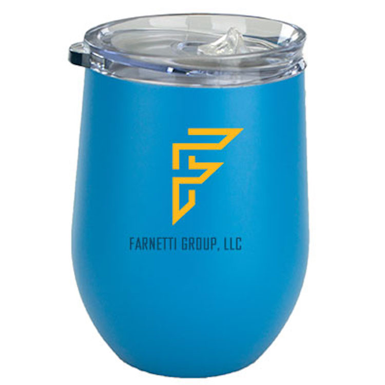 12 oz Albany Hawaiian Blue Matte Satin Vacuum Insulated Stainless Steel Stemless Wine 1