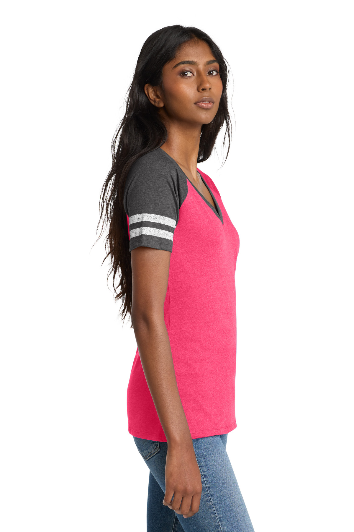 District Women's Game V-Neck Tee. DM476 39