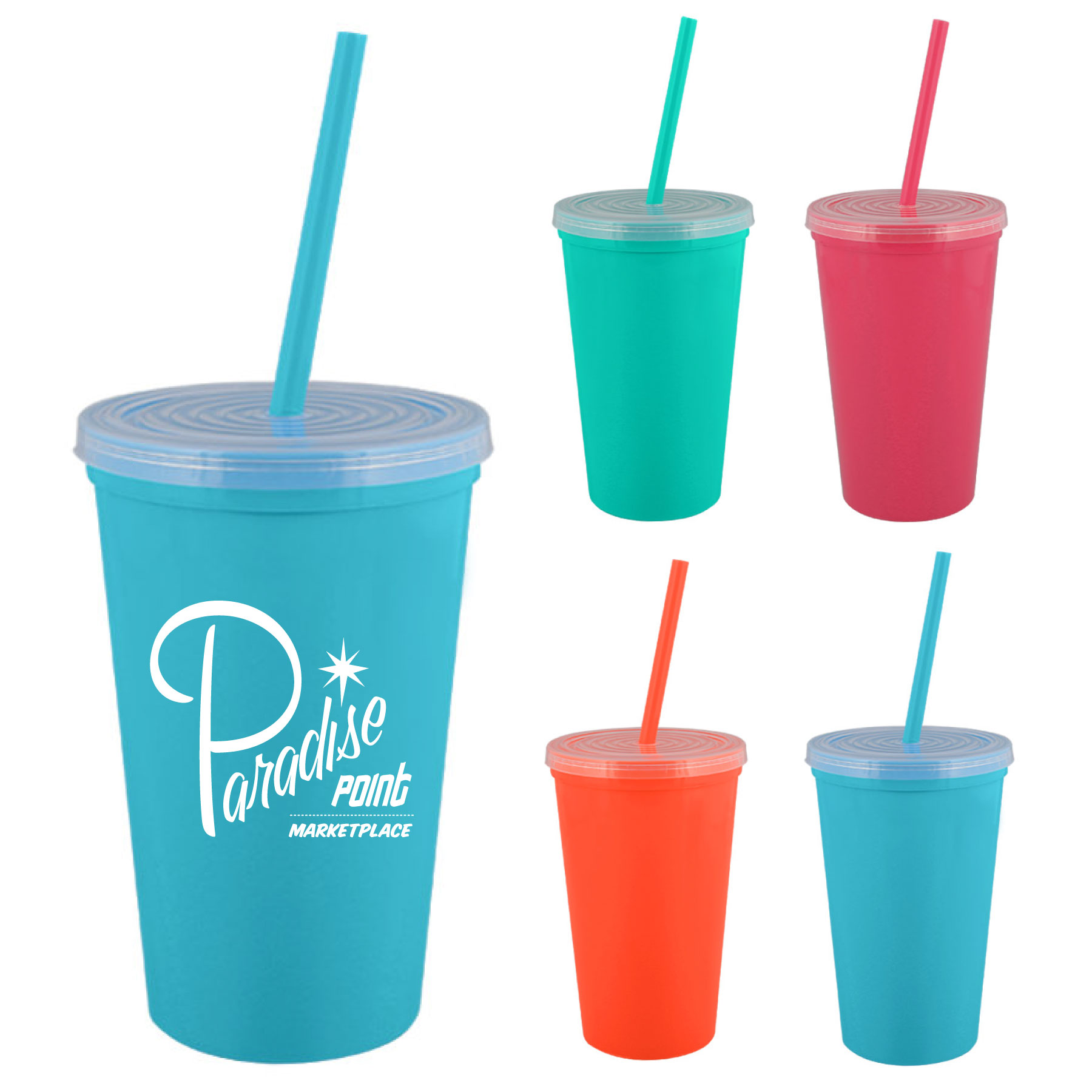 16 oz. Bolero Double Wall Insulated Tumbler - Bright Line Neon Colors 1