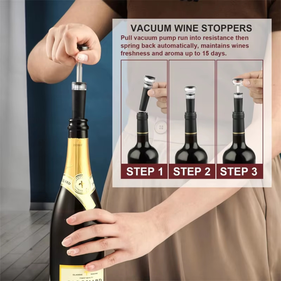 WineVault Pull-Out Vacuum Wine Stopper 5