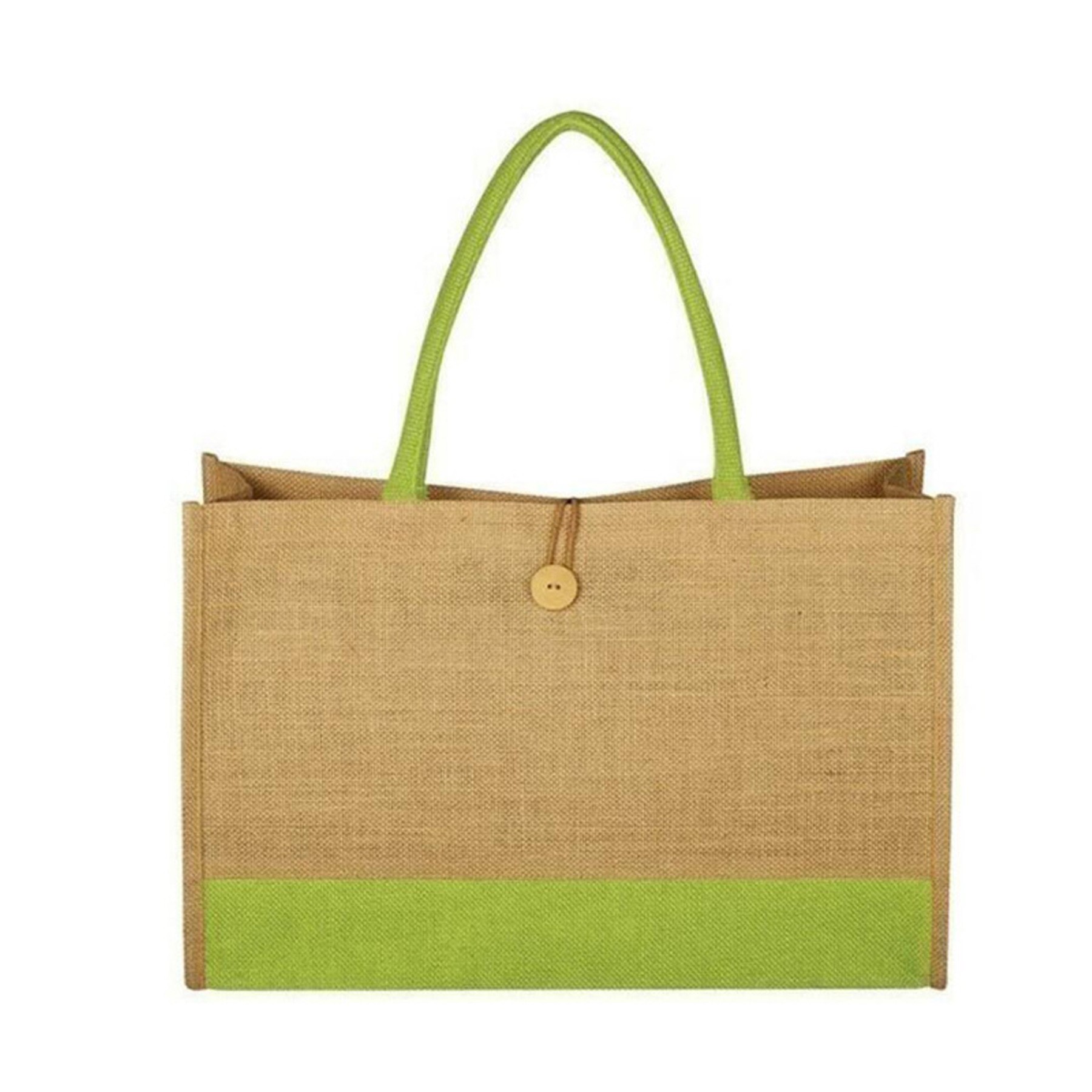 Colorful Burlap Tote Bags W/ A Button, custom tote bag with logo imprint 4