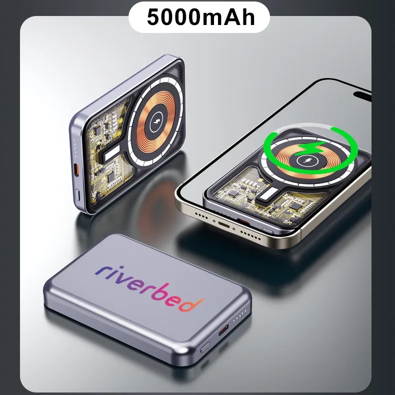 Transparent MagSafe 15W Wireless Charger 5000mAh Power Bank 4