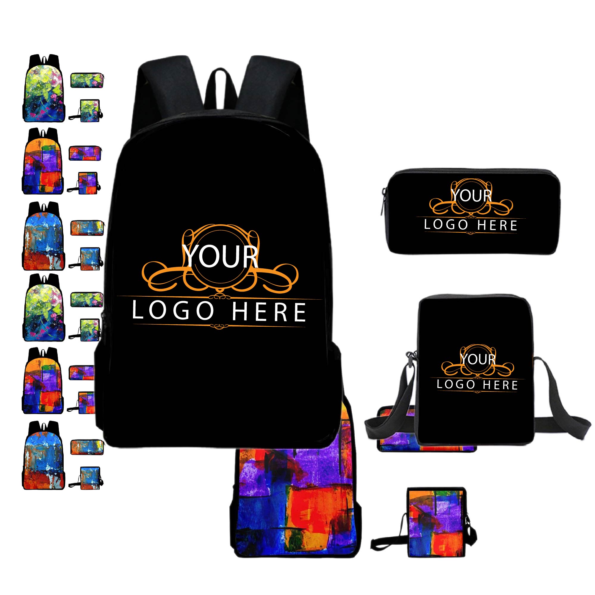 Full Color 3D Printed School Bag Zipper Backpack 2